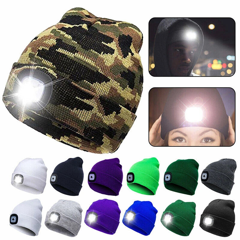 FlashyBeanie - LED Light Hat Hands-Free Flashlight Knit Cap