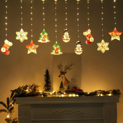 Yuletide Glow: 3D Ornament Light Curtain - Warm White