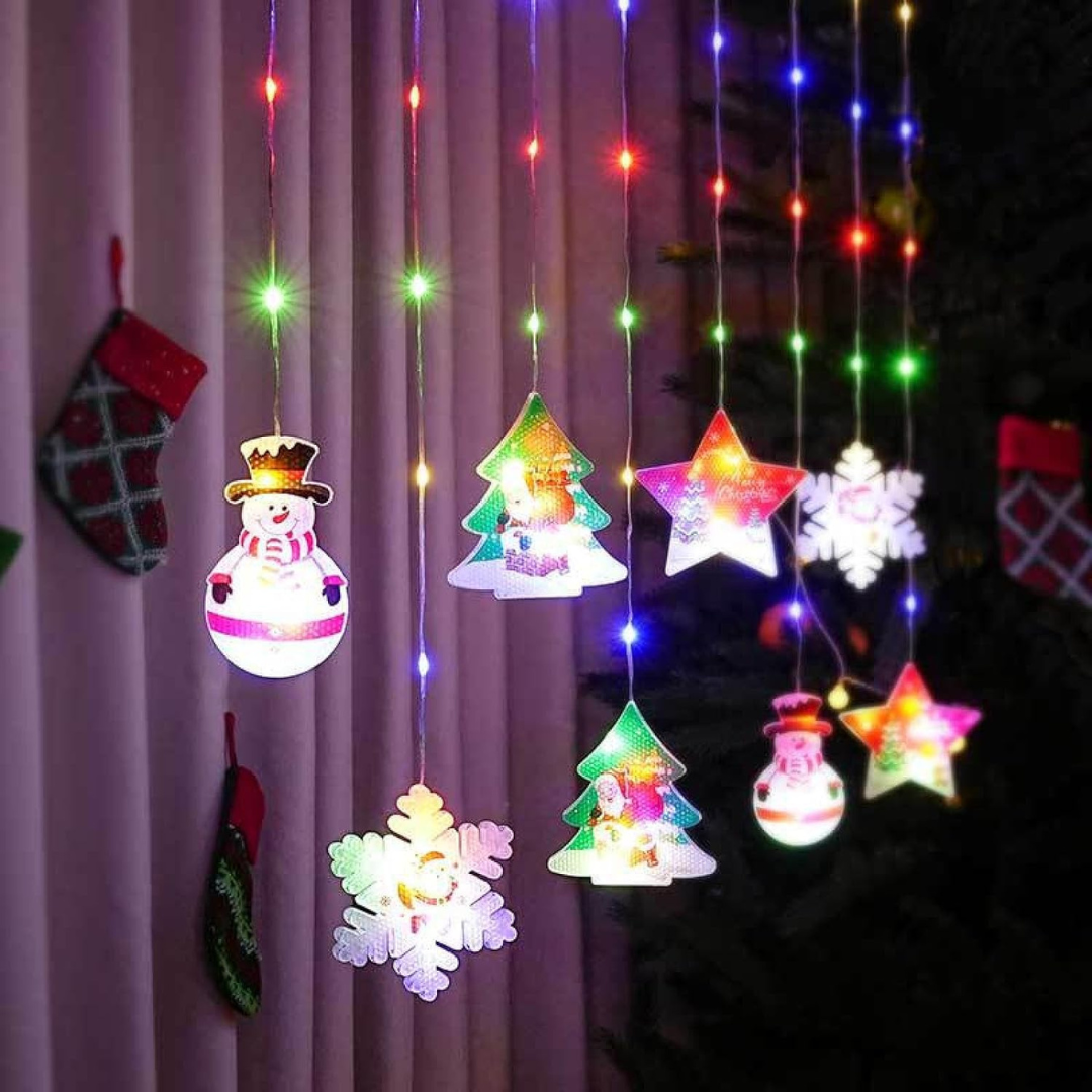 Festive Lumina 3D Ornament Light Curtain