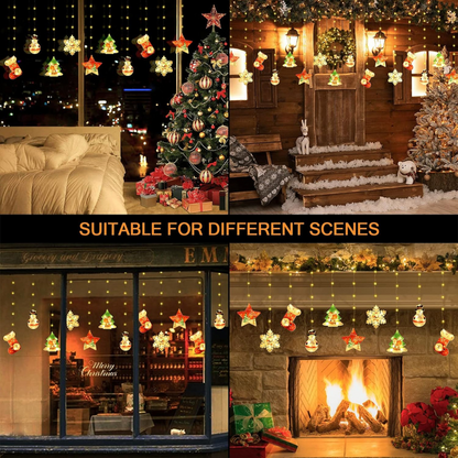 Yuletide Glow: 3D Ornament Light Curtain - Warm White