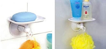 FunkySuction Soap Stand: 2-in-1 Rack Holder with Towel Hook