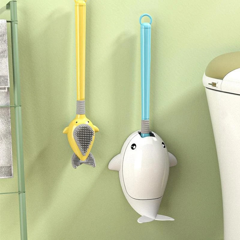 Whaley Clean - Wall Mount Silicone Toilet Brush with Long Handle