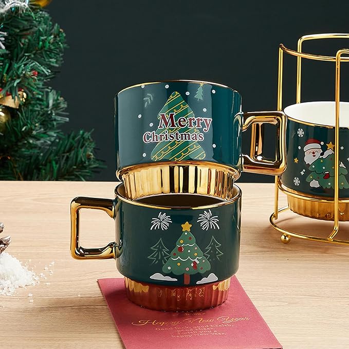 YuleMug Tower - Christmas Tree Style Ceramic Cup Set