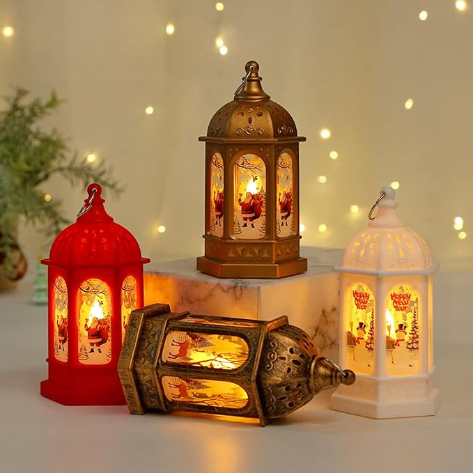 Yuletide Glow: Santa & Deer LED Christmas Lantern