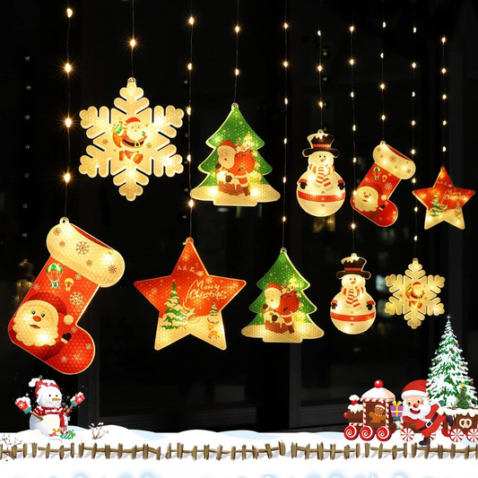 Yuletide Glow: 3D Ornament Light Curtain - Warm White