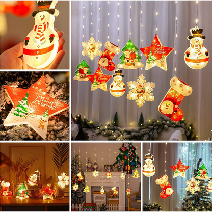 Yuletide Glow: 3D Ornament Light Curtain - Warm White