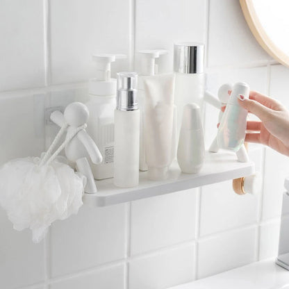 QuirkyGrip Corner Caddy - No-Drill Plastic Bathroom Shelf