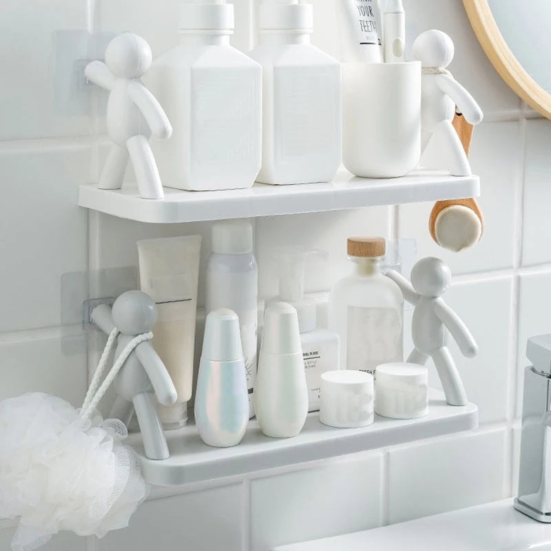 QuirkyGrip Corner Caddy - No-Drill Plastic Bathroom Shelf