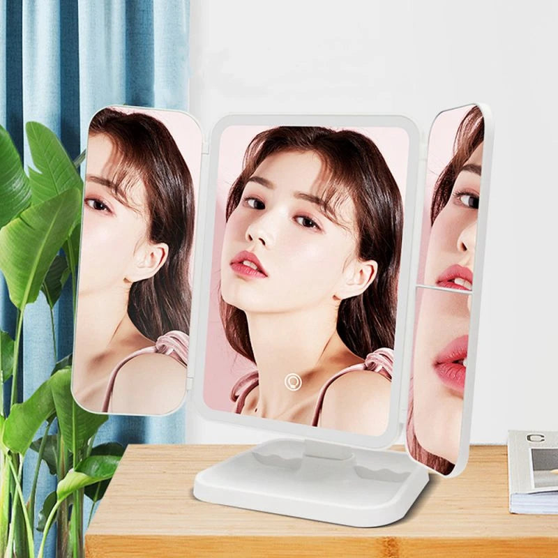 GlamGlow Three-Fold LED Makeup Mirror