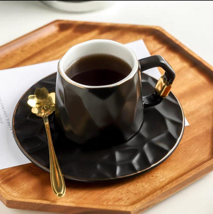 ChicCafé Deluxe: Premium Chinese-Style Mug & Saucer Set for Espresso & More