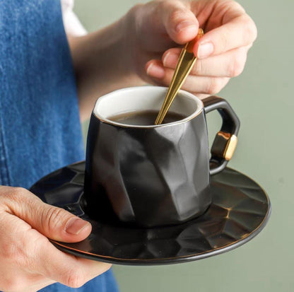 ChicCafé Deluxe: Premium Chinese-Style Mug & Saucer Set for Espresso & More