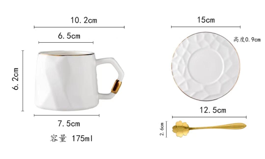 ChicCafé Deluxe: Premium Chinese-Style Mug & Saucer Set for Espresso & More