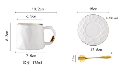 ChicCafé Deluxe: Premium Chinese-Style Mug & Saucer Set for Espresso & More