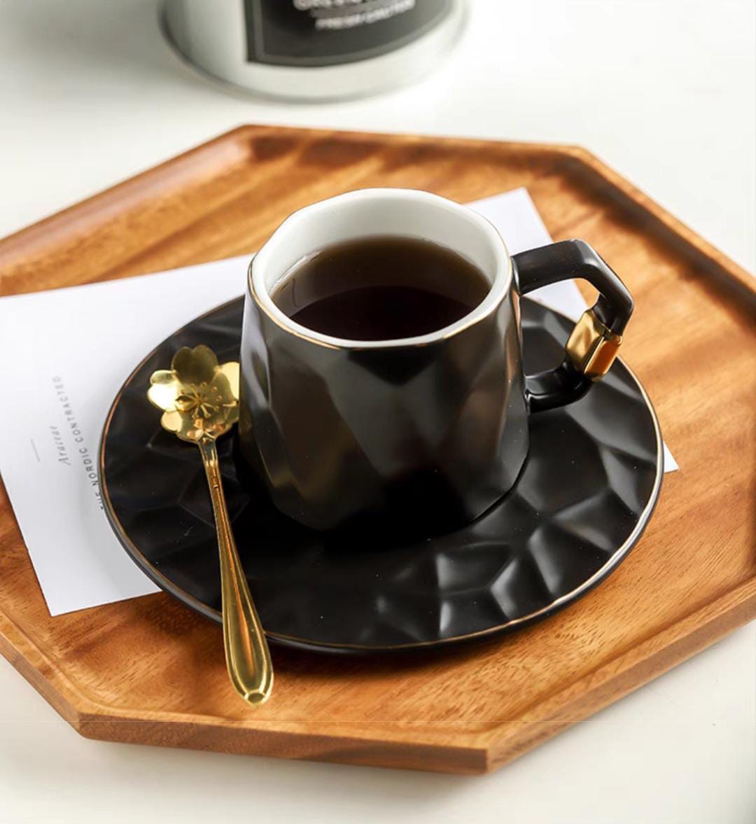 ChicCafé Deluxe: Premium Chinese-Style Mug & Saucer Set for Espresso & More