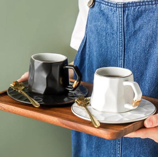 ChicCafé Deluxe: Premium Chinese-Style Mug & Saucer Set for Espresso & More