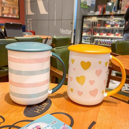 LoveSip Duo: Ceramic Heart & Strip Couple Mug Set