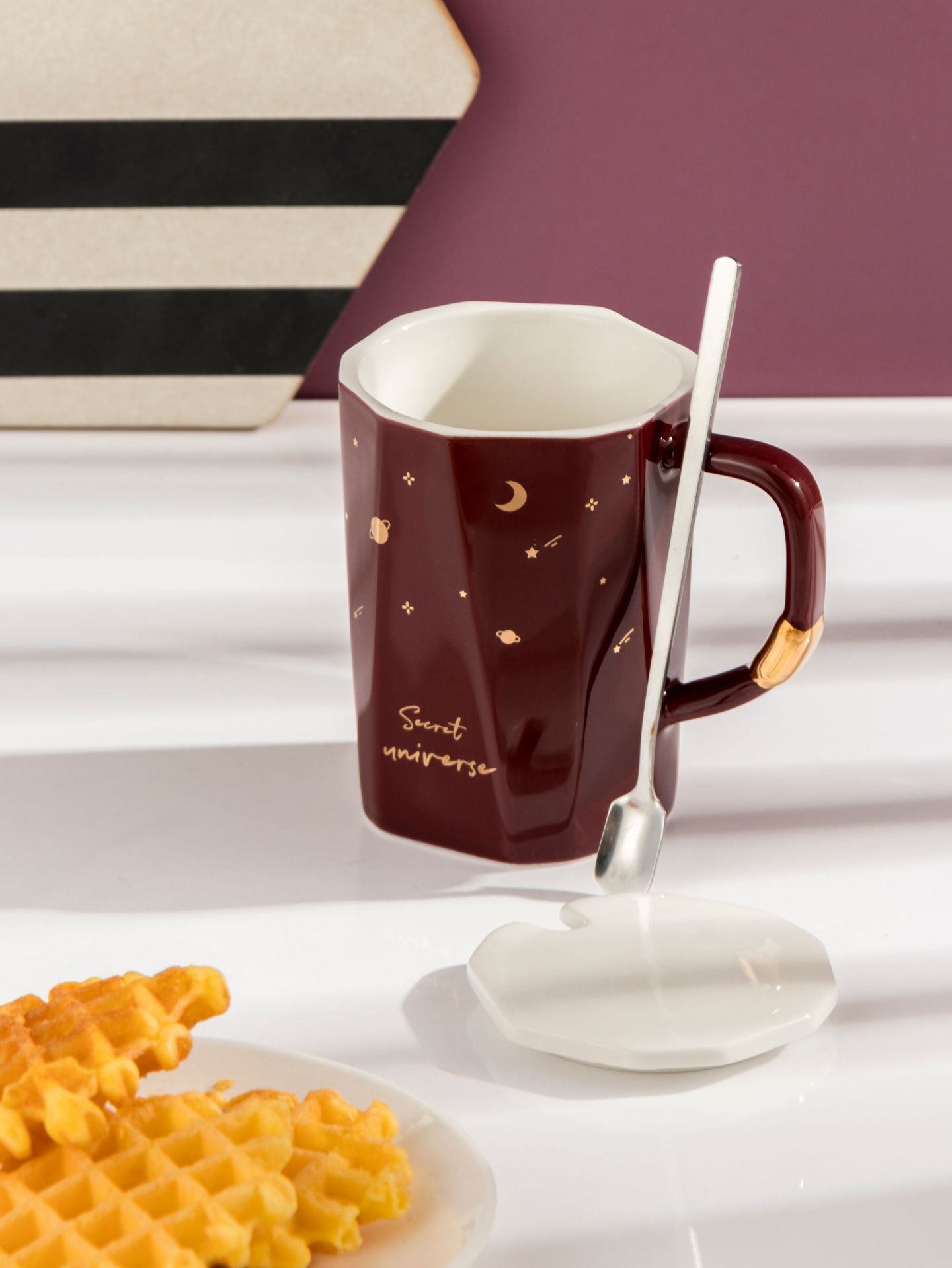 Celestial Sips: Zodiac Mug Magic - Sold indiviaully ( Include 1 Cup - 1 Lid- 1Spoon )