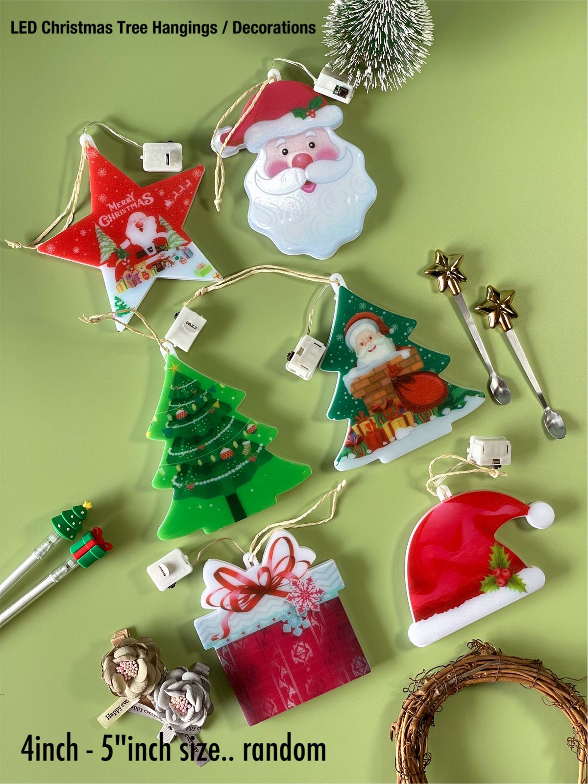 TwinkleTopper LED Christmas Ornaments - per pic - assorted