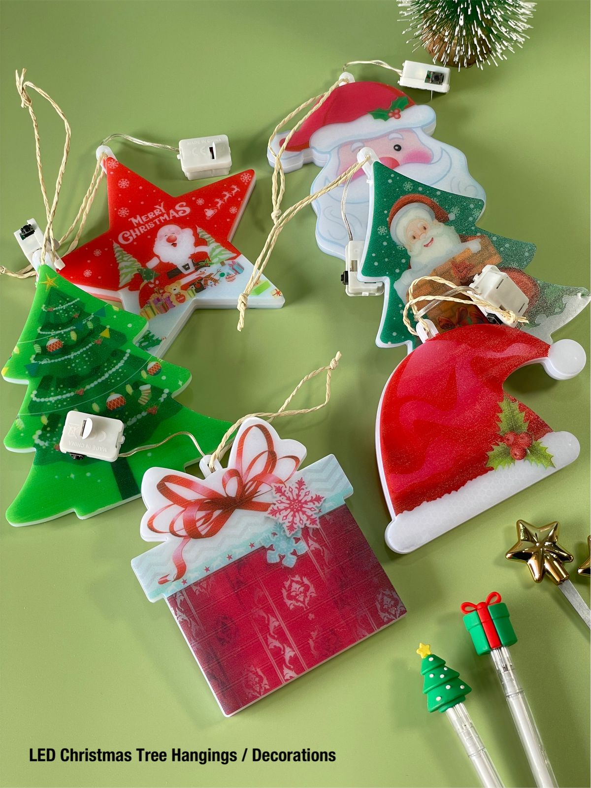 TwinkleTopper LED Christmas Ornaments - per pic - assorted