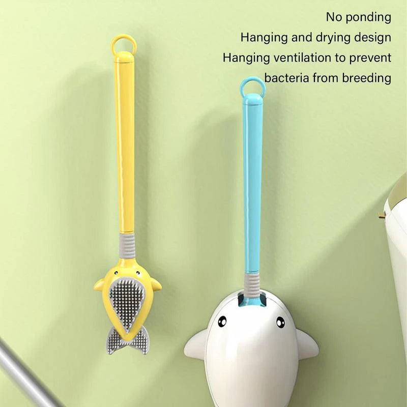 Whaley Clean - Wall Mount Silicone Toilet Brush with Long Handle