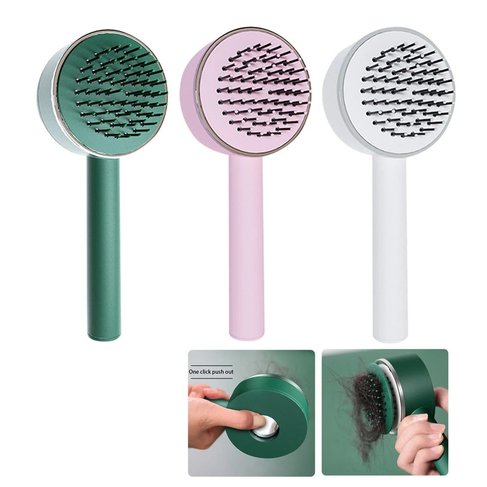 TangleTamer Pro: 3D Air-Cushioned, One-Click Clean Hairbrush