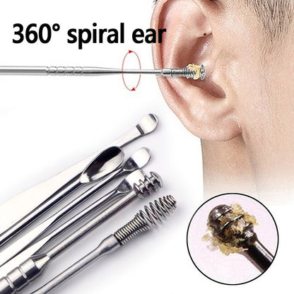 Ear Bling: 6Pcs Funky Stainless Steel Ear Wax Pickers Piercing Kit