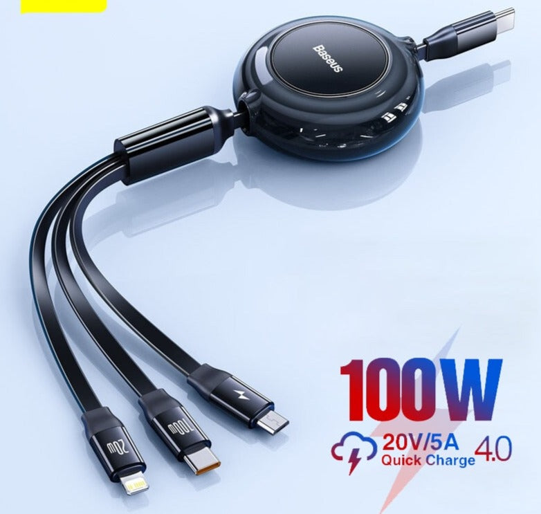 Tri-FusionCharger: iPhone 14 | 13 | 12 & Android Multi-Connect Cable