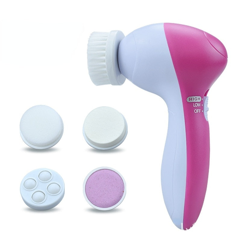 VibrantGlow 5-in-1 Electric Facial Brush - Pore Cleanser, Massager, Cleansing Device