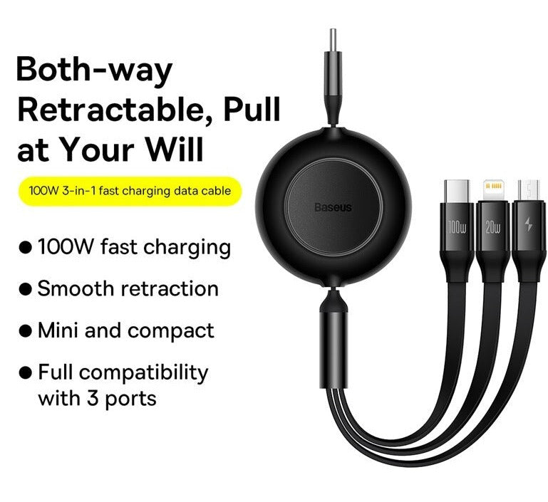 Tri-FusionCharger: iPhone 14 | 13 | 12 & Android Multi-Connect Cable