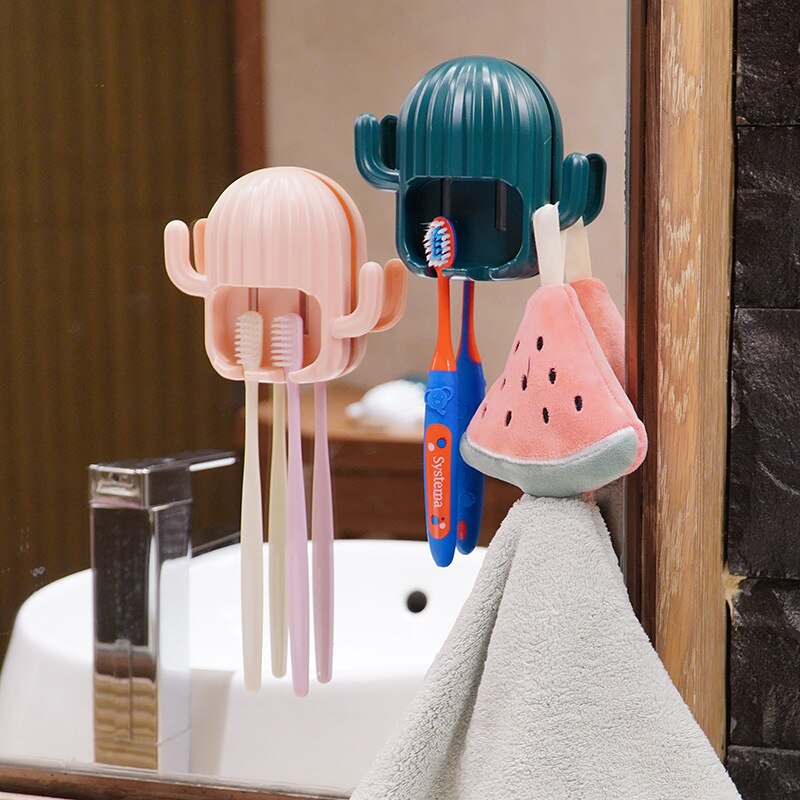 Cactus Cool Toothbrush Holder Set - Funky Bathroom Organizer