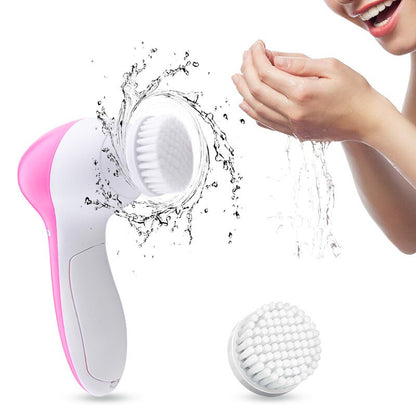 VibrantGlow 5-in-1 Electric Facial Brush - Pore Cleanser, Massager, Cleansing Device