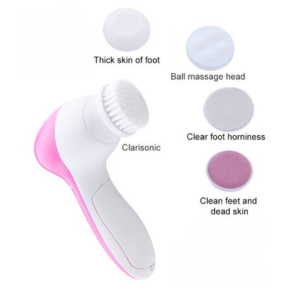 VibrantGlow 5-in-1 Electric Facial Brush - Pore Cleanser, Massager, Cleansing Device