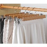 Wooden Skirt Hangers with Adjustable Clips (Pack of 5) Non-Slip Pants Hanger Natural Lotus Finish Wood Pants Hangers, 360 Degrees - Set of 3 pcs