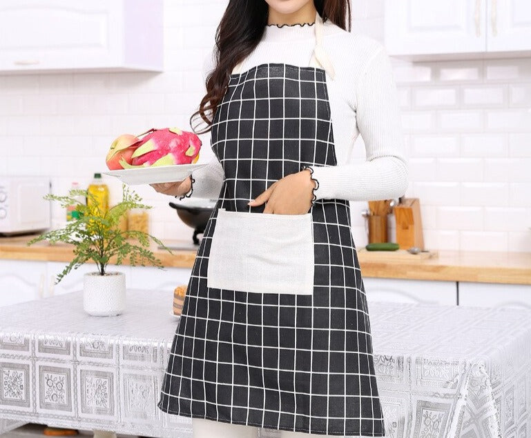 Lively Plaid Kitchen Apron - Japanese Style