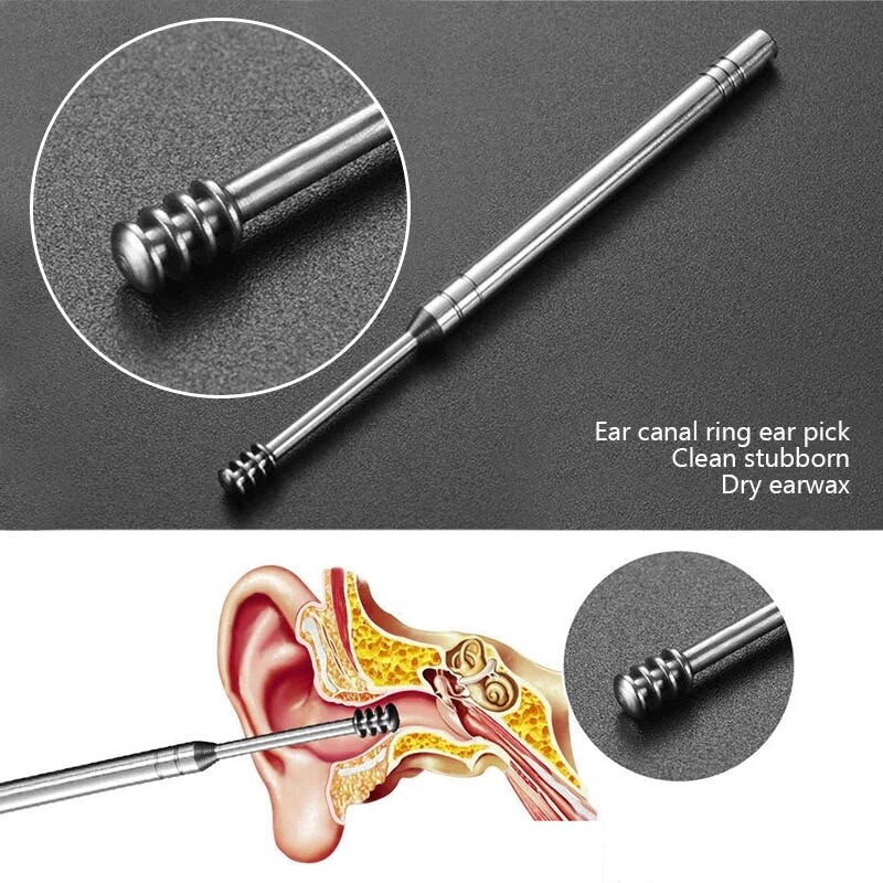 Ear Bling: 6Pcs Funky Stainless Steel Ear Wax Pickers Piercing Kit