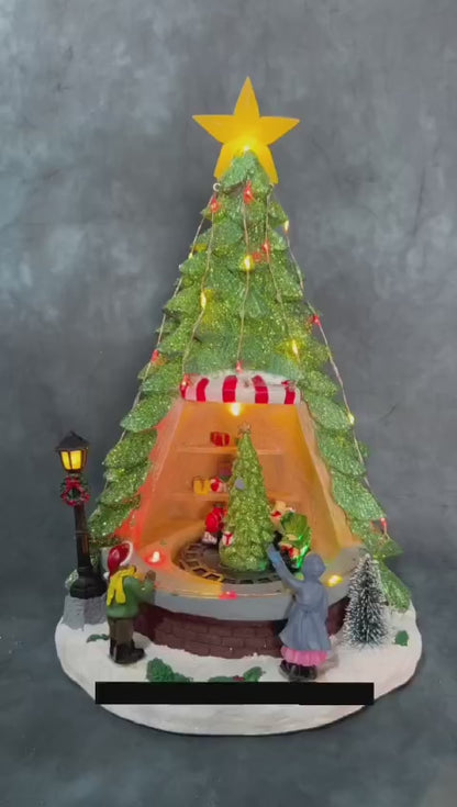 Yuletide Express: Vintage Christmas Tree with Lively Train, Music & Twinkling Lights