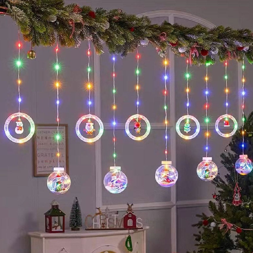 JollyGlow Santa LED Curtain Spectacle - Multicolor