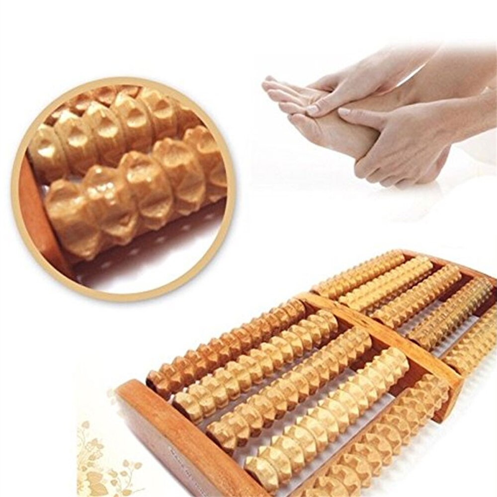 Dual Wooden Foot Feet Massager Roller