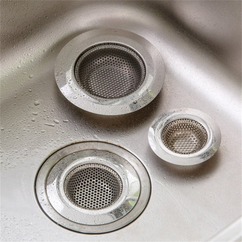 Stainless Steel Bath Sink Shower Hair Food Catcher Drain Plug Filter Strainer - per 1 pc