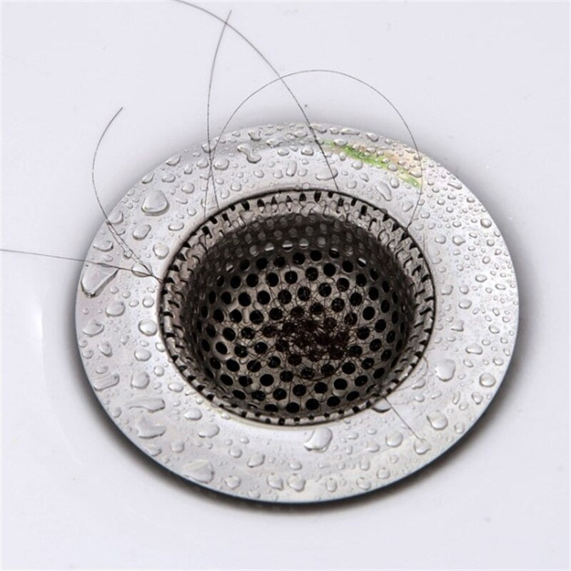 Stainless Steel Bath Sink Shower Hair Food Catcher Drain Plug Filter Strainer - per 1 pc