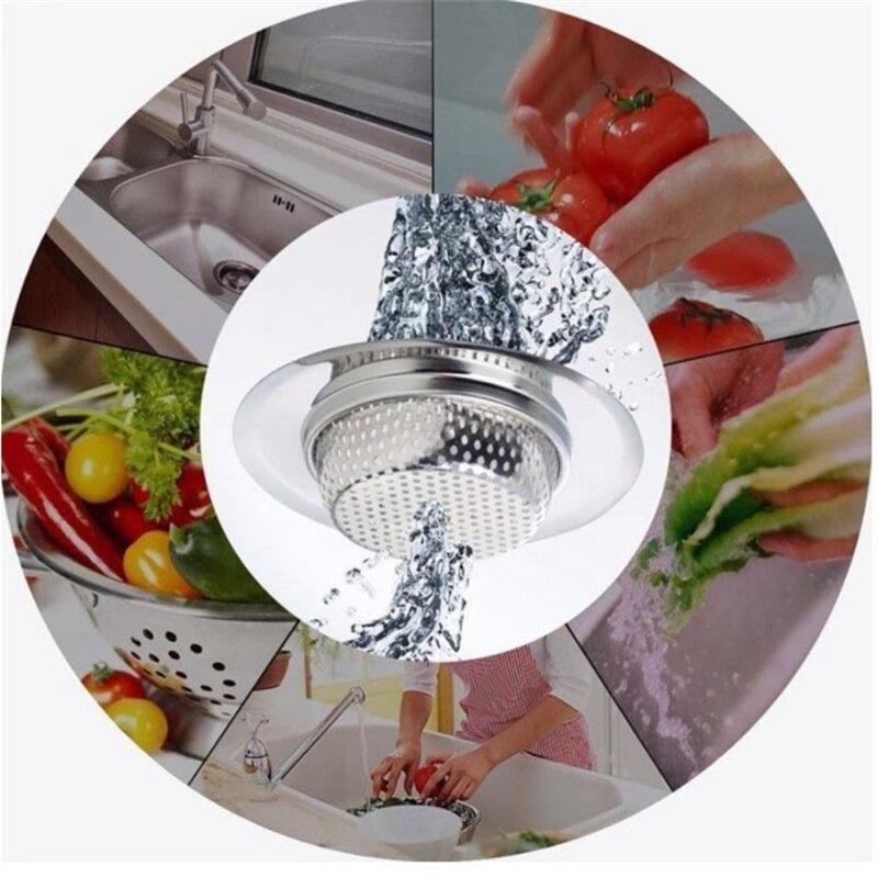 Stainless Steel Bath Sink Shower Hair Food Catcher Drain Plug Filter Strainer - per 1 pc