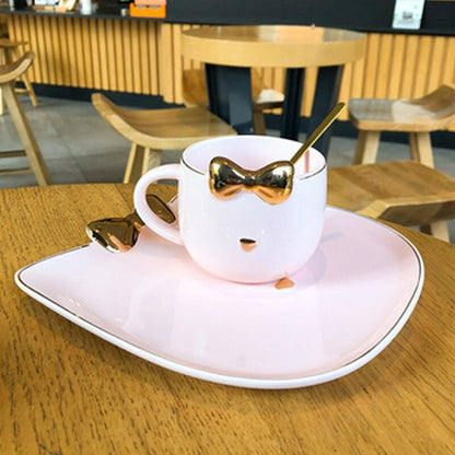 New Cute Cat Coffee Mug with Tray and Spoon- Assorted