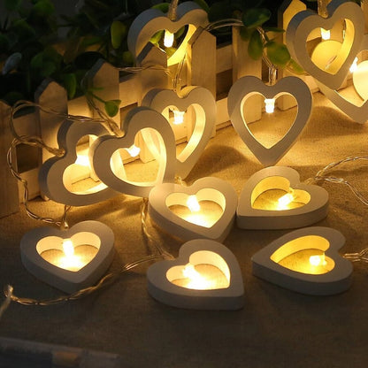 Wood Heart String Lights