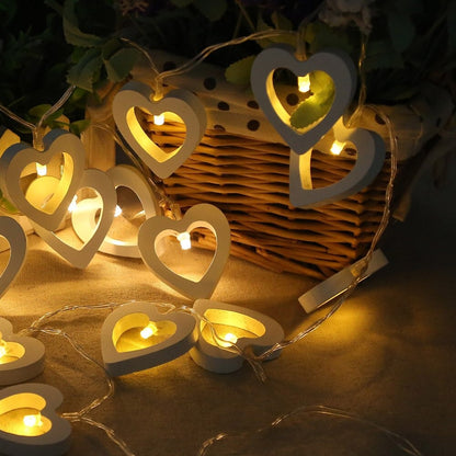 Wood Heart String Lights