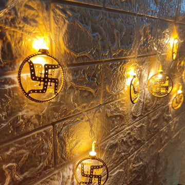 Swastik Metal String Lights | Amber Yellow LED