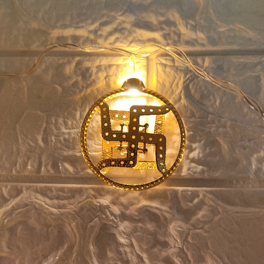 Swastik Metal String Lights | Amber Yellow LED