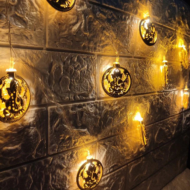 Ganpati Metal String Lights | Amber Yellow LED