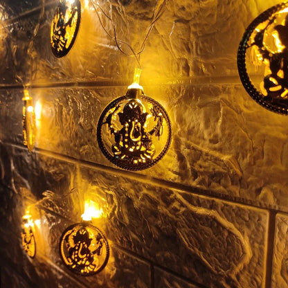 Ganpati Metal String Lights | Amber Yellow LED