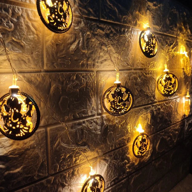 Ganpati Metal String Lights | Amber Yellow LED