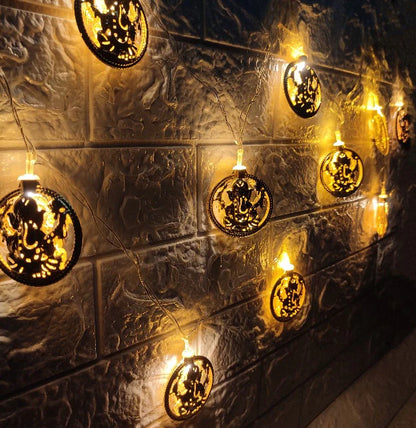 Ganpati Metal String Lights | Amber Yellow LED